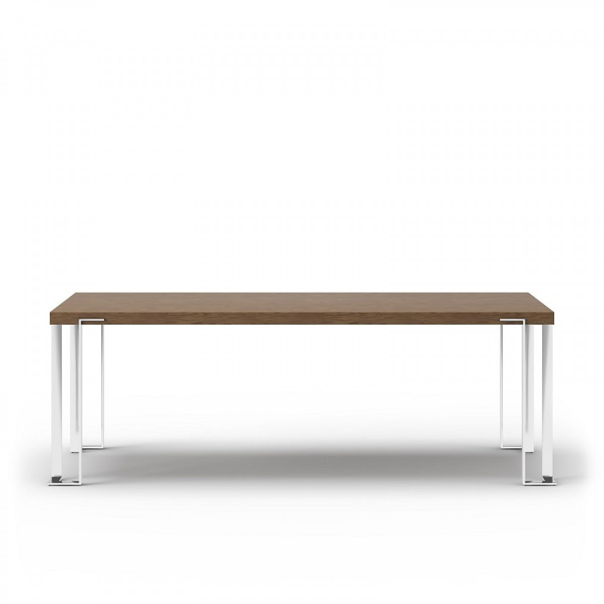 Walnut And Chrome Rectangular Manufactured Wood And Stainless Steel Dining Table