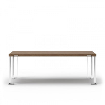 Walnut And Chrome Rectangular Manufactured Wood And Stainless Steel Dining Table