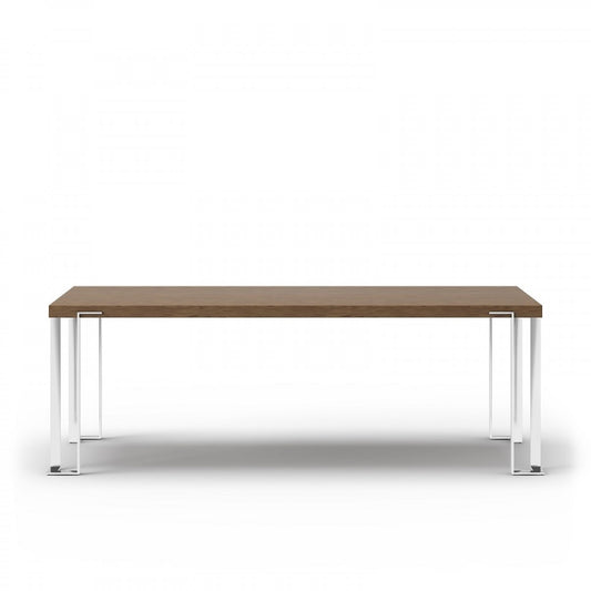 Walnut And Chrome Rectangular Manufactured Wood And Stainless Steel Dining Table