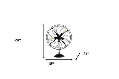 Black Industrial Fan Design Table Lamp