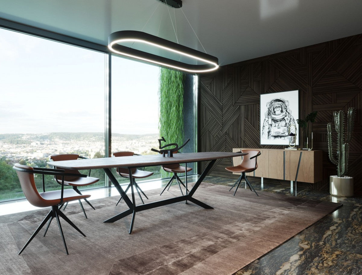 Gray And Black Ceramic And Metal Trestle Base Dining Table