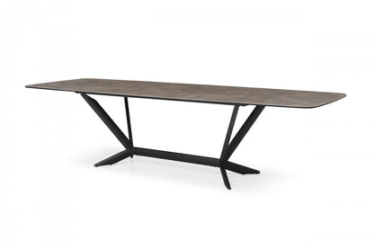 Gray And Black Ceramic And Metal Trestle Base Dining Table