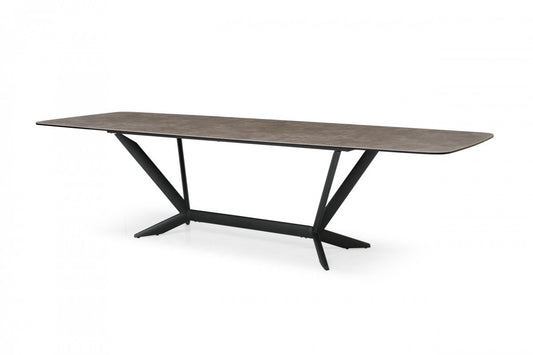 Gray And Black Ceramic And Metal Trestle Base Dining Table