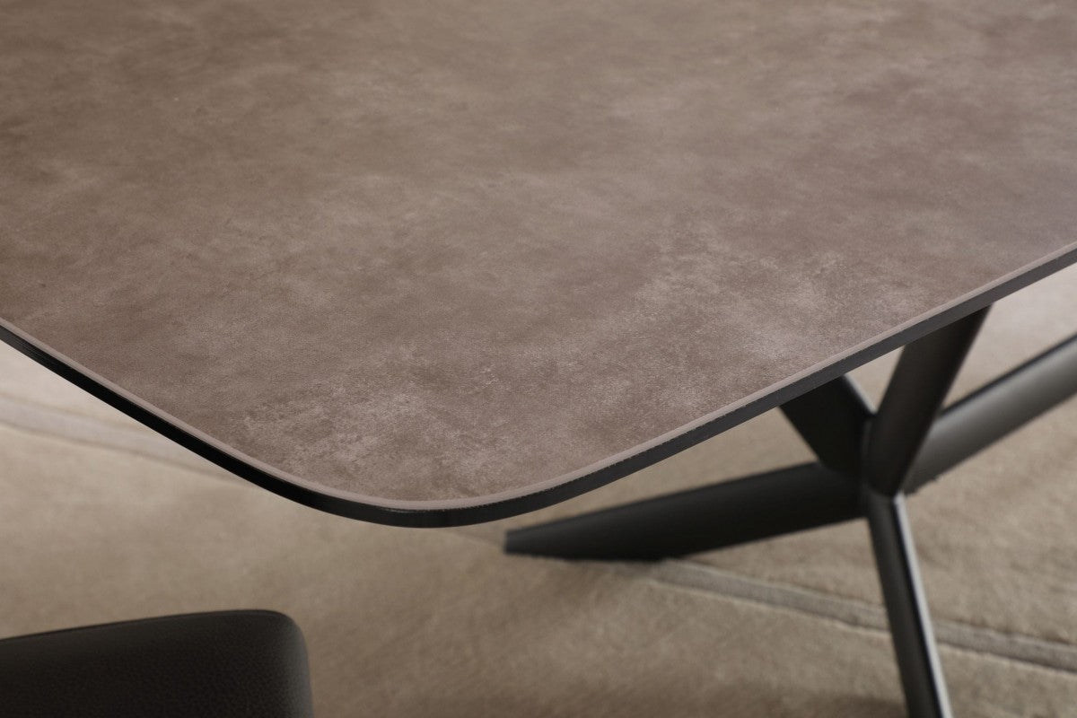 Gray And Black Ceramic And Metal Trestle Base Dining Table