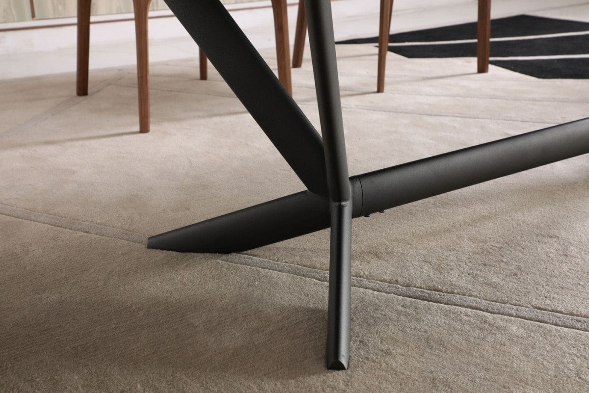 Gray And Black Ceramic And Metal Trestle Base Dining Table