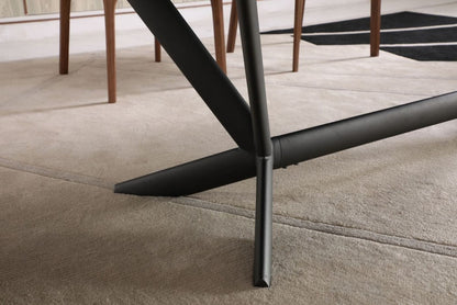 Gray And Black Ceramic And Metal Trestle Base Dining Table