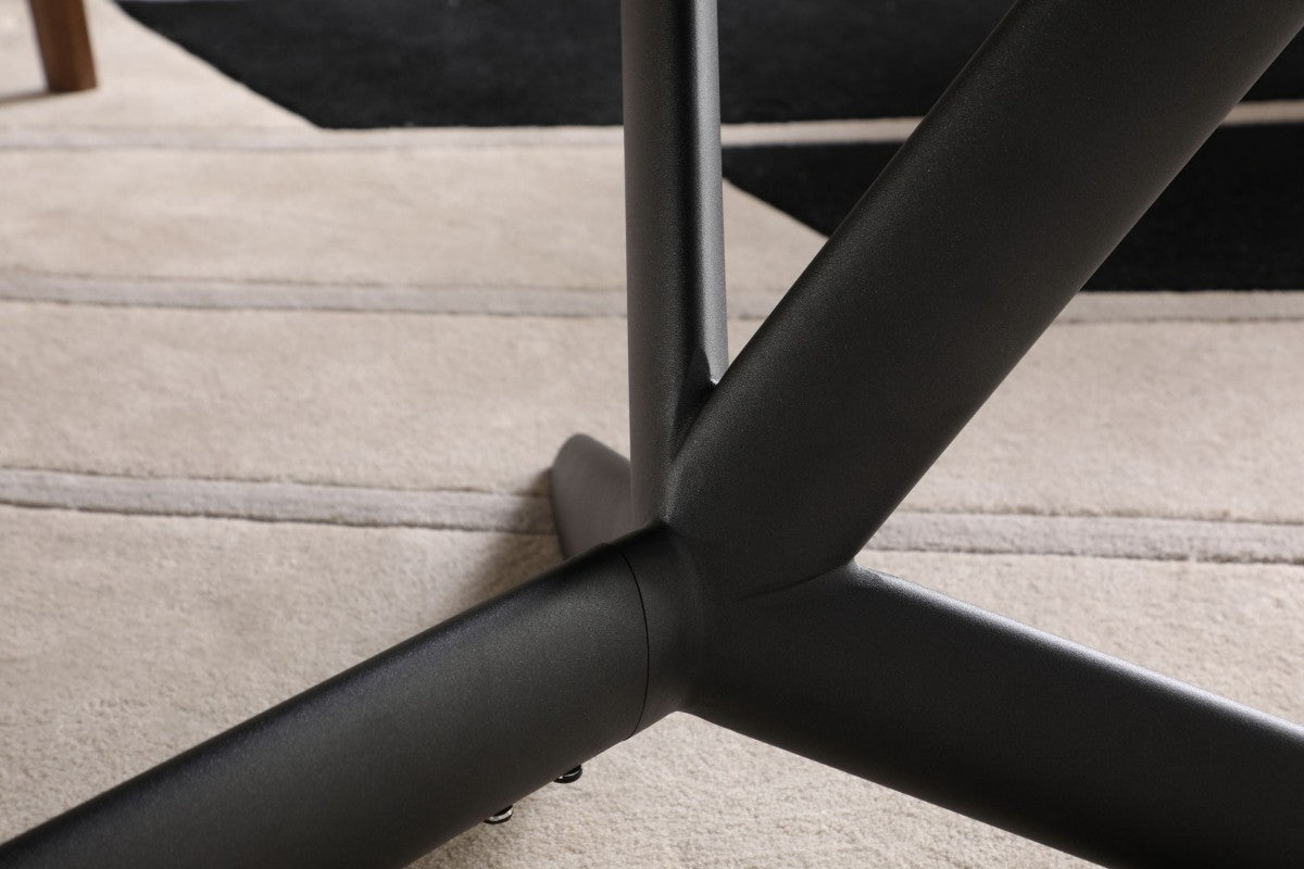 Gray And Black Ceramic And Metal Trestle Base Dining Table