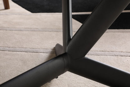 Gray And Black Ceramic And Metal Trestle Base Dining Table
