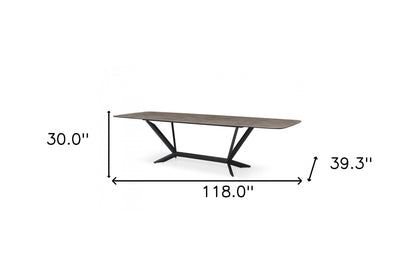 Gray And Black Ceramic And Metal Trestle Base Dining Table