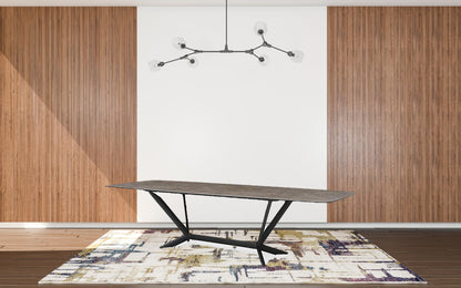 Gray And Black Ceramic And Metal Trestle Base Dining Table