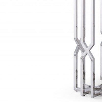 Clear And Silver Glass And Stainless Steel Pedestal Base Dining Table