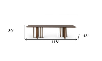 Brown And Brass Stainless Steel Double Pedestal Base Dining Table