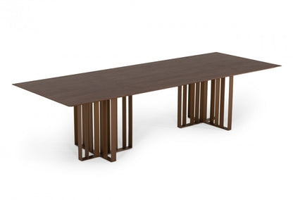 Brown And Brass Stainless Steel Double Pedestal Base Dining Table