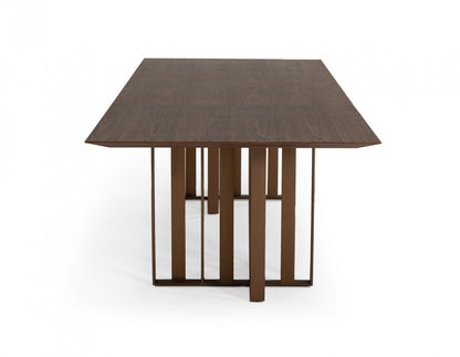 Brown And Brass Stainless Steel Double Pedestal Base Dining Table