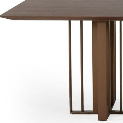 Brown And Brass Stainless Steel Double Pedestal Base Dining Table