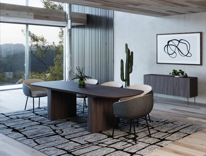 Smoked Rectangular Manufactured Wood Self-Storing Leaf Dining Table