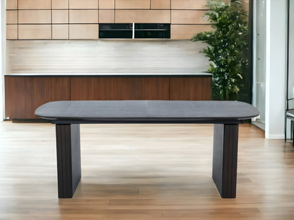 Smoked Rectangular Manufactured Wood Self-Storing Leaf Dining Table