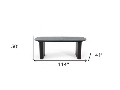Smoked Rectangular Manufactured Wood Self-Storing Leaf Dining Table