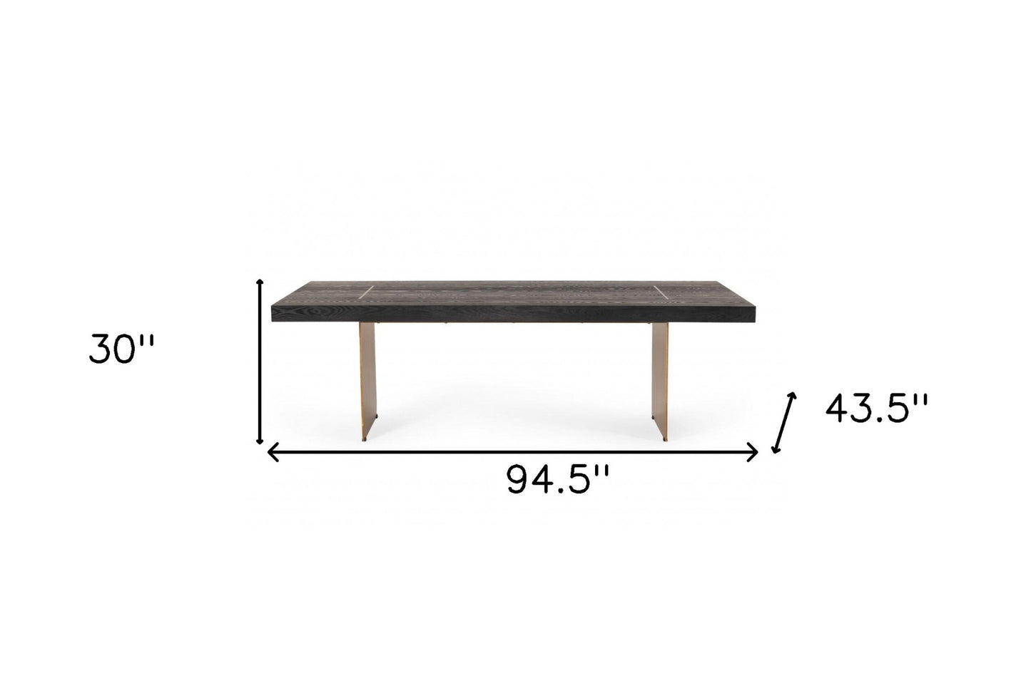 Dark Brown And Brass Metal Sled Base Dining Table