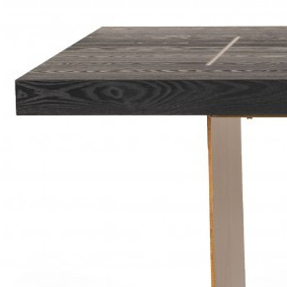 Dark Brown And Brass Metal Sled Base Dining Table