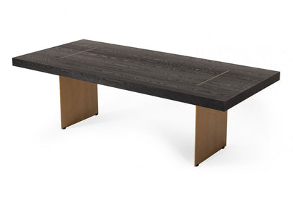 Dark Brown And Brass Metal Sled Base Dining Table