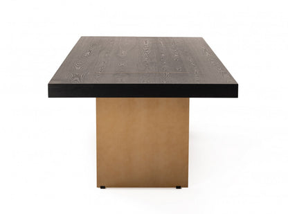 Dark Brown And Brass Metal Sled Base Dining Table