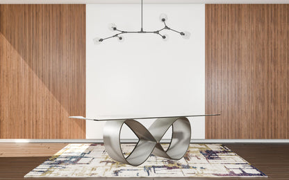 Clear And Grey Rectangular Glass And Metal Dining Table