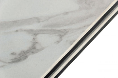 White Rectangular Ceramic And Metal Self-Storing Leaf Dining Table