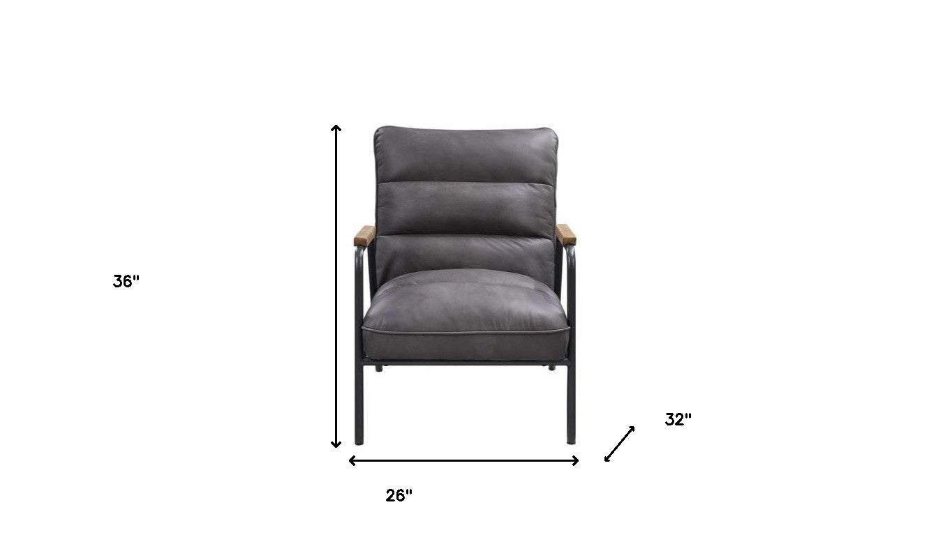 Henry Gray Leather Accent Chair