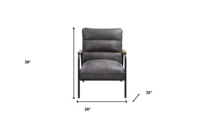 Henry Gray Leather Accent Chair