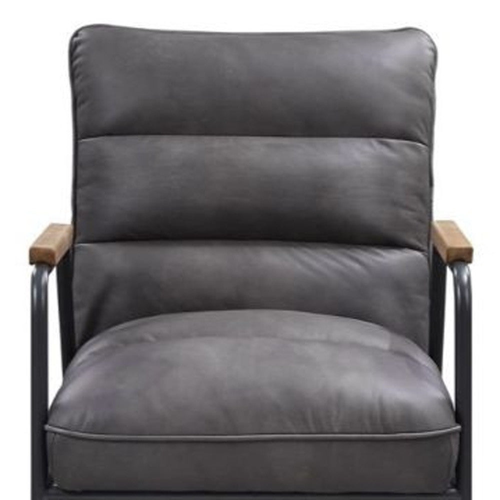Henry Gray Leather Accent Chair