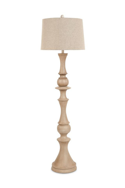 Brown Polyresin Floor Lamp w/ Beige Linen Shade