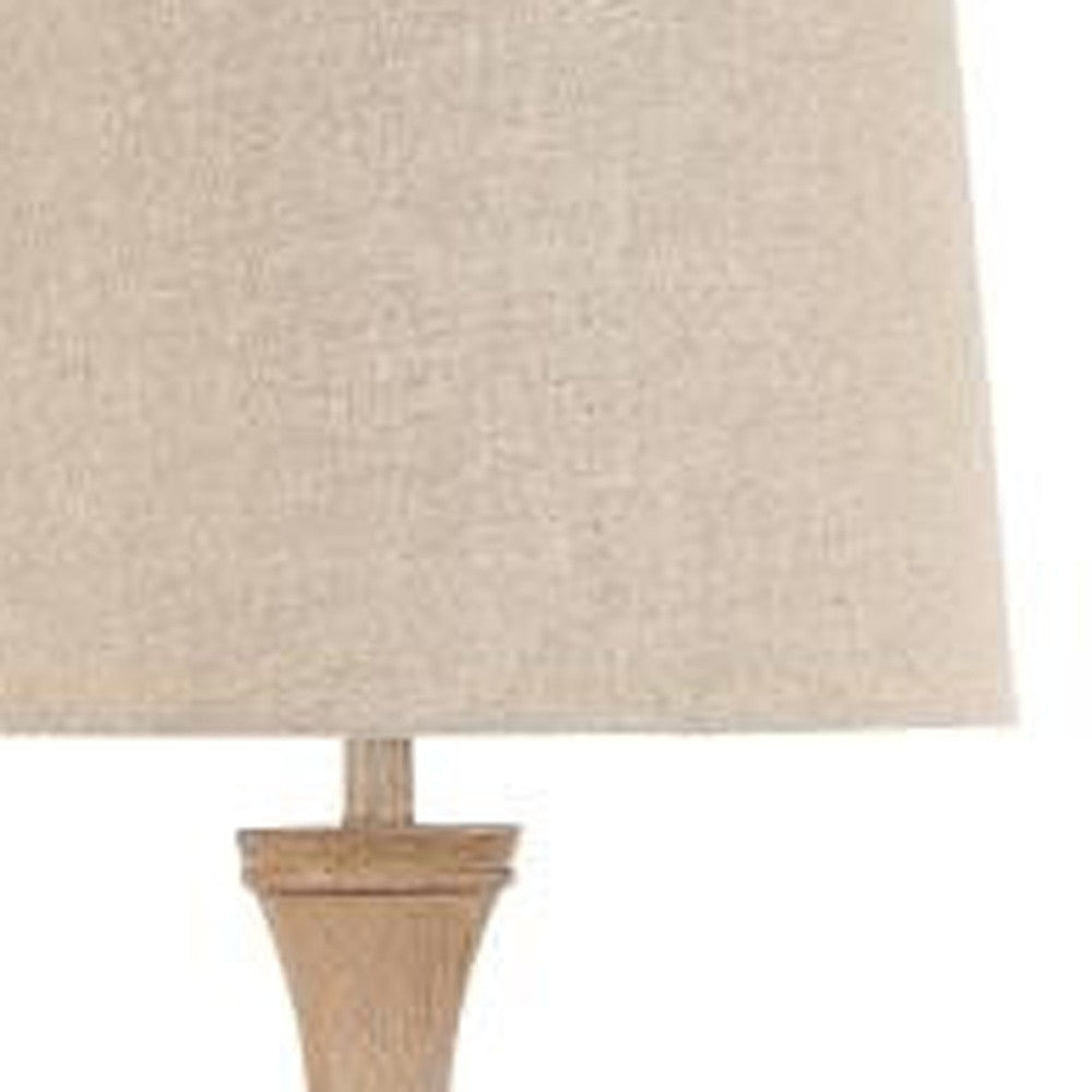 Brown Polyresin Floor Lamp w/ Beige Linen Shade