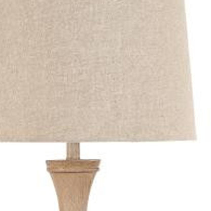 Brown Polyresin Floor Lamp w/ Beige Linen Shade