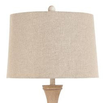 Brown Polyresin Floor Lamp w/ Beige Linen Shade