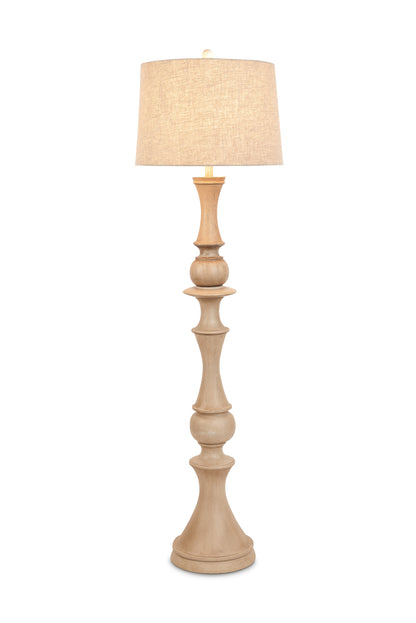 Brown Polyresin Floor Lamp w/ Beige Linen Shade