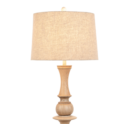 Brown Polyresin Floor Lamp w/ Beige Linen Shade