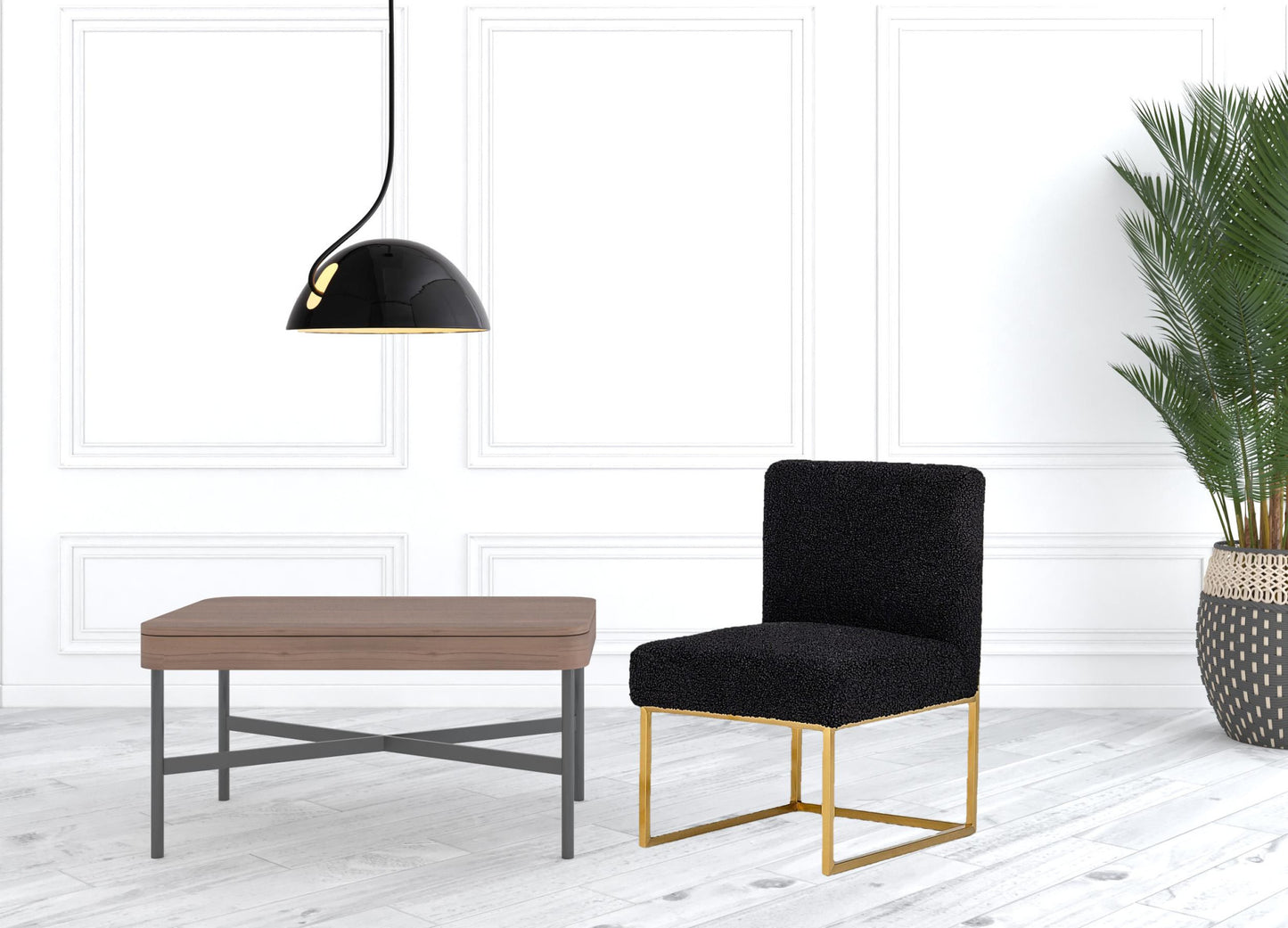 Black & Gold Upholstered Parsons Chair