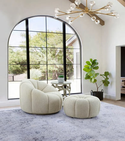 White Sherpa Round Lounge Chair