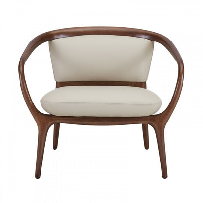 Edwin Faux Leather Beige Lounge Chair