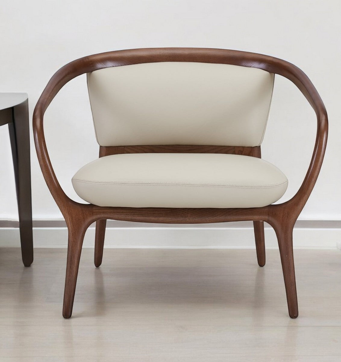 Edwin Faux Leather Beige Lounge Chair