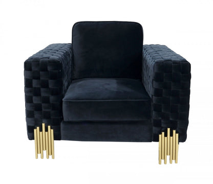 Black & Gold Velvet Arm Chair