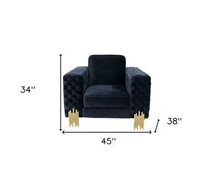 Black & Gold Velvet Arm Chair