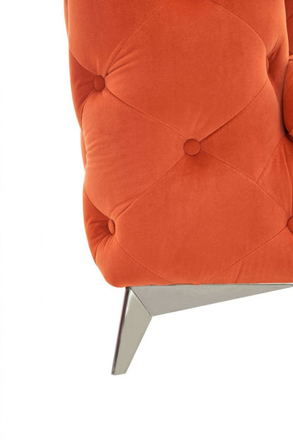 Overly Orange Velvet Arm Chair