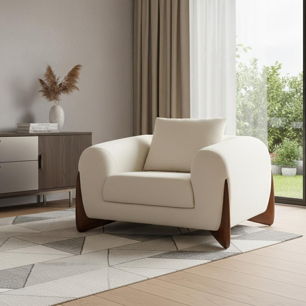 Cream & Brown Sherpa Arm Chair