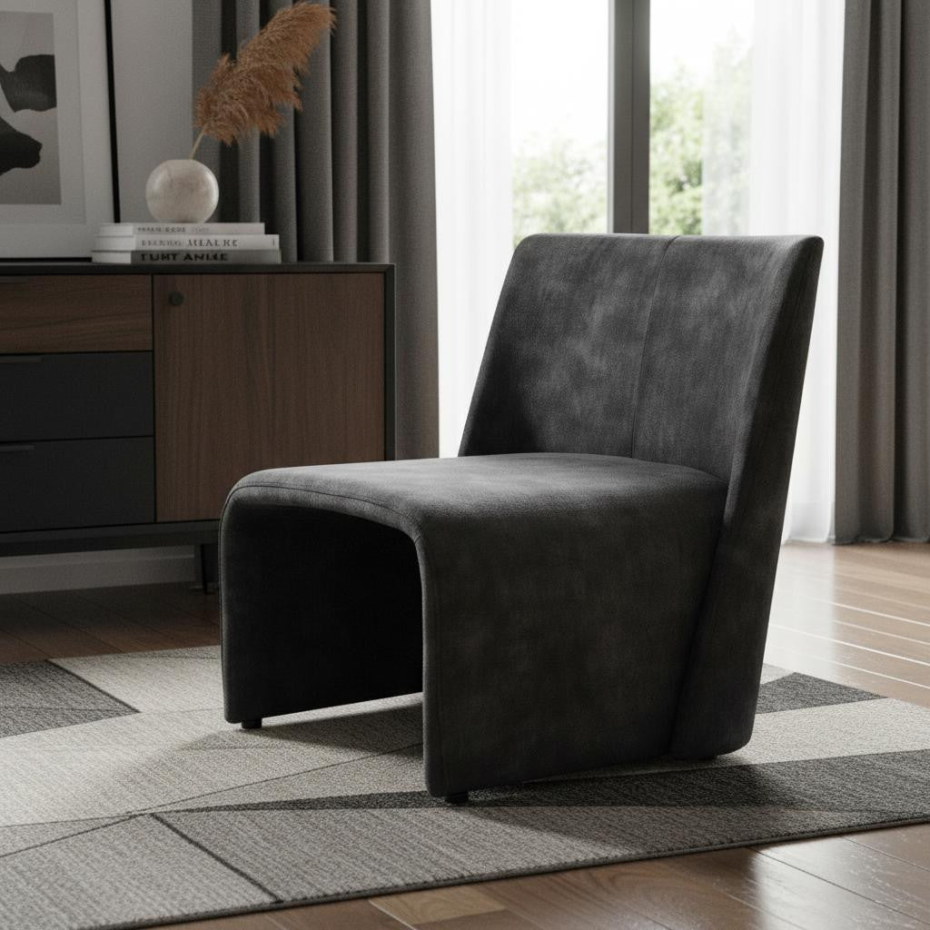 Dark Slate Gray Velvet Side Chair