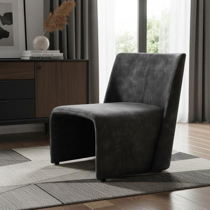 Dark Slate Gray Velvet Side Chair