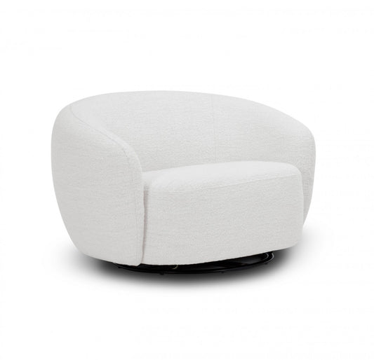Off White & Black Upholstered Swivel Barrel Chair