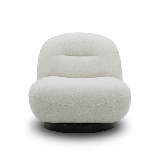 Cream Fabric Swivel Lounge Chair