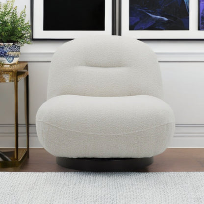 Cream Fabric Swivel Lounge Chair
